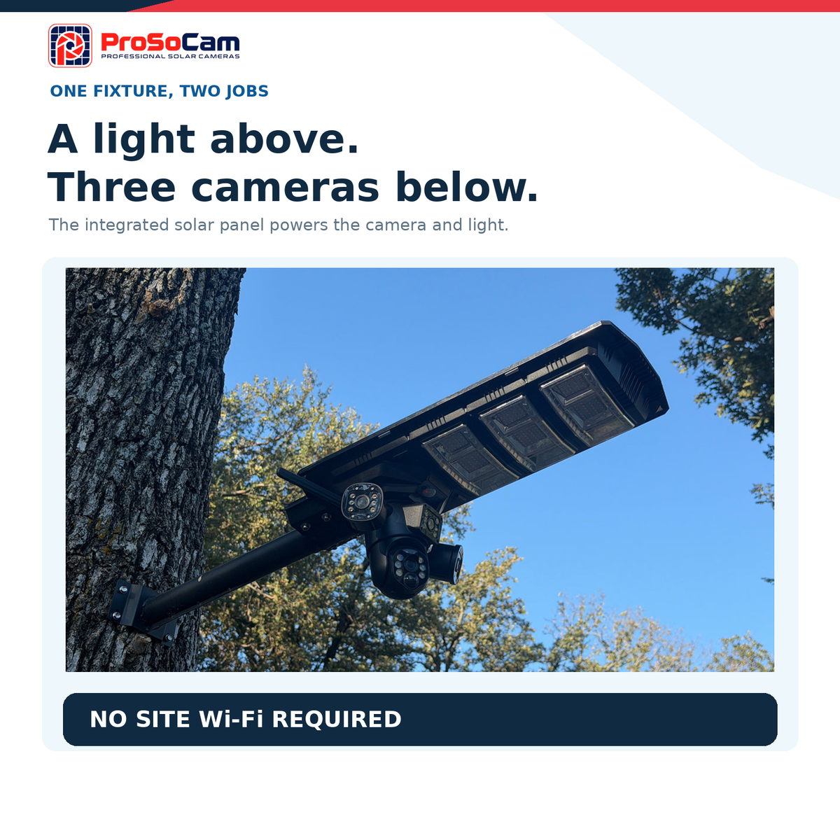 Solar Street Light plus 4G Triple-Lens Camera - High Definition