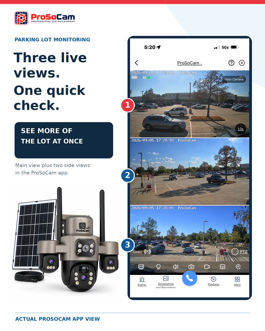 4G Triple-Lens Solar Camera - High Definition PTZ