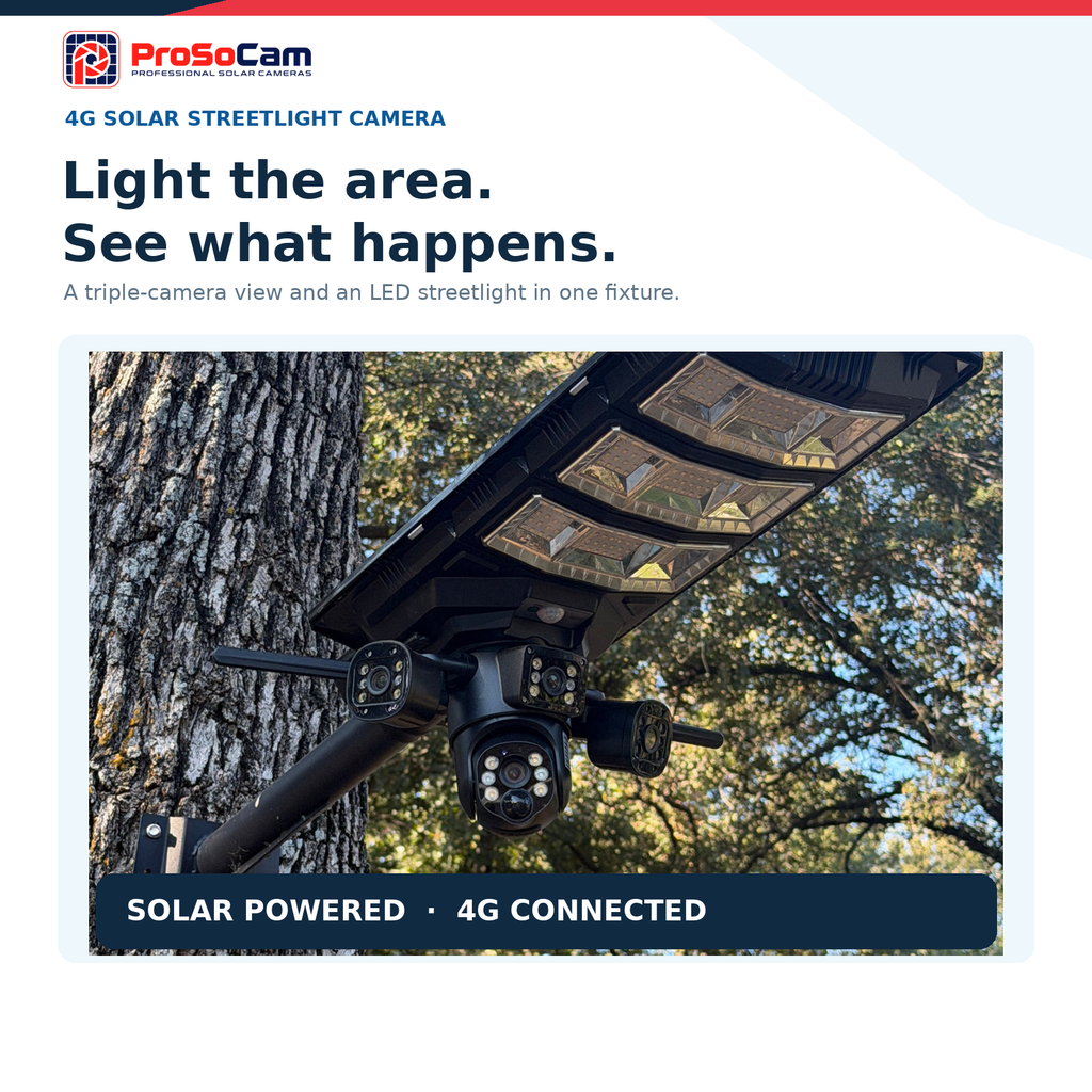 Solar Street Light plus 4G Triple-Lens Camera - High Definition